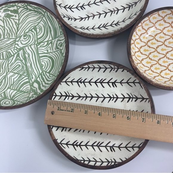 CHAD BARNETT Enameled Acacia Wood Bowls | Set of 4 - Picture 4 of 9
